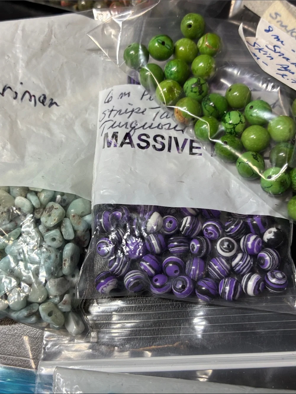 Assorted 2+ pounds of gemstone Bead Mix - Turquoise, blue, Green, Purple - Picture 11 of 16